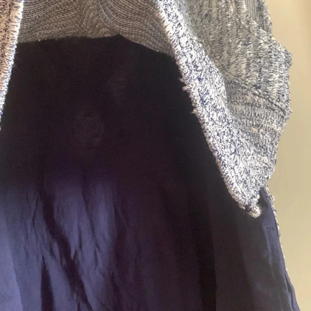 Anthropologie Daily Practice Twofer Dress S Gray Knit Navy Layered Mini NWT - Picture 9 of 12